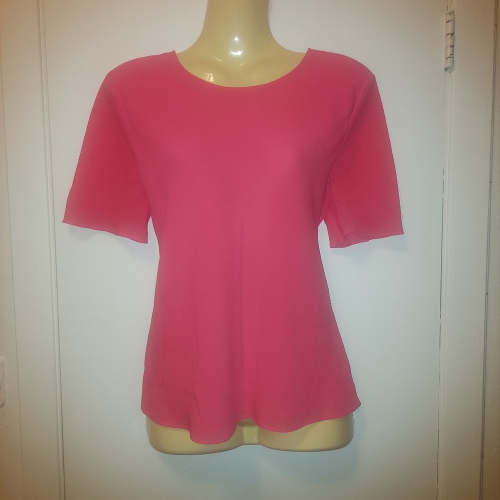 NWOT Appleseed's Short Sleeve Pink Blouse Top Shirt size 8 (M)